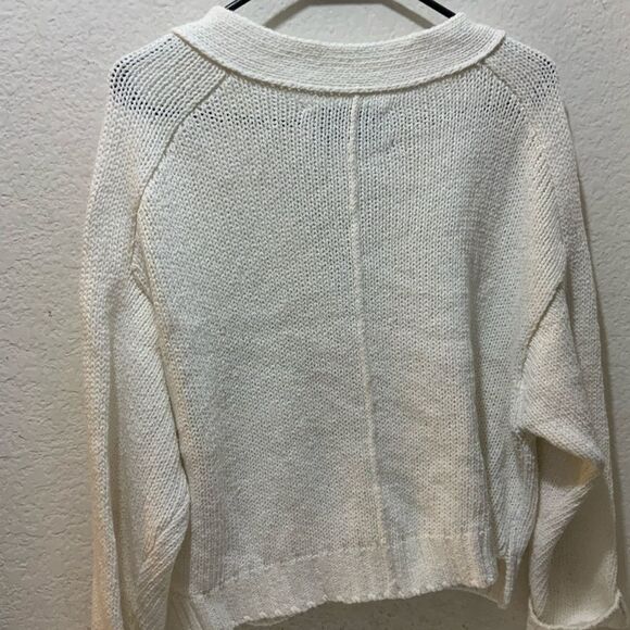 Brochu Walker The Cropped Cardigan Salt White Women's size L - Picture 4 of 4
